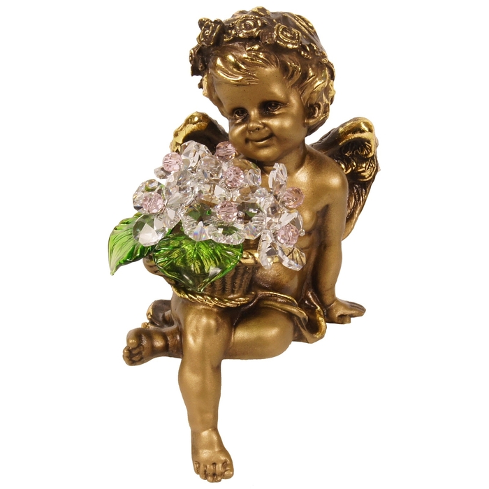 Статуэтка "Ангел с корзиной хрустальных цветов", CR ROS
