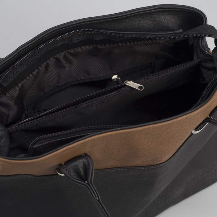 Сумка женская на молнии, 1 отдел, наружный карман, чёрная