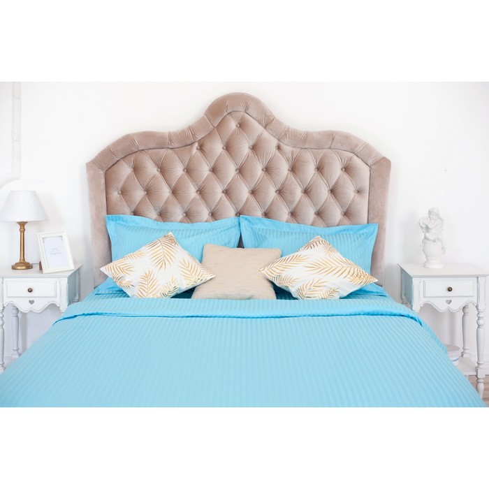 Постельное бельё 1,5 сп., "Этель basic", небесный150*210 см, 150*210 см, 50*70+5 см - 2 шт., страйп-сатин, 135 г/м2