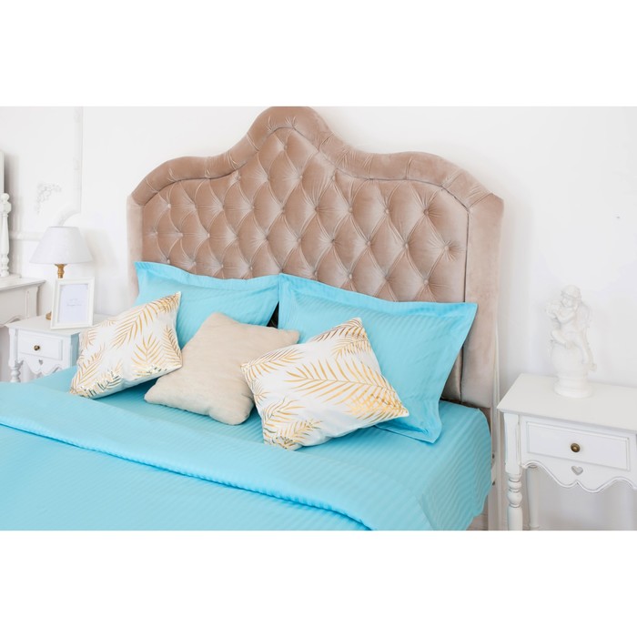 Постельное бельё дуэт "Этель basic", небесный 150*210 см - 2 шт., 220*240 см, 50*70+5 см - 2 шт., страйп-сатин, 135 г/м2