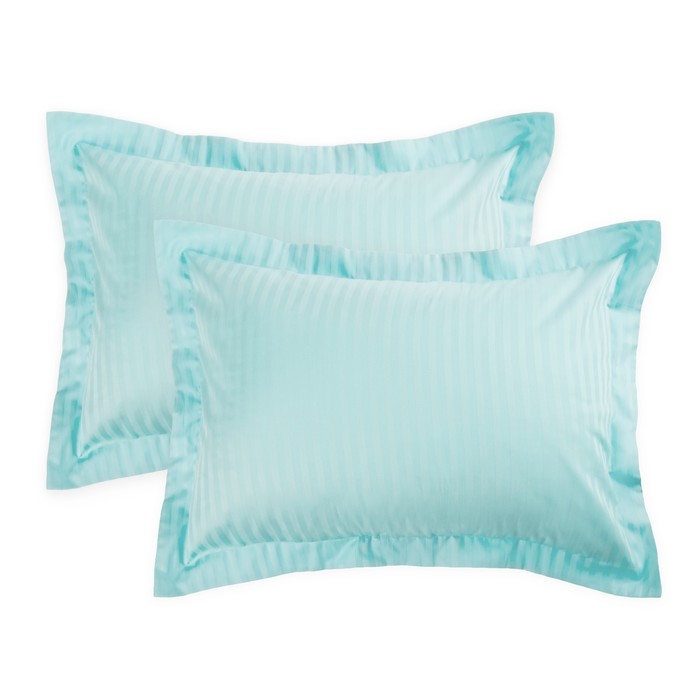 Комплект наволочек "Этель basic" небесный,50*70+5 см-2 шт,страйп-сатин,135 г/м2