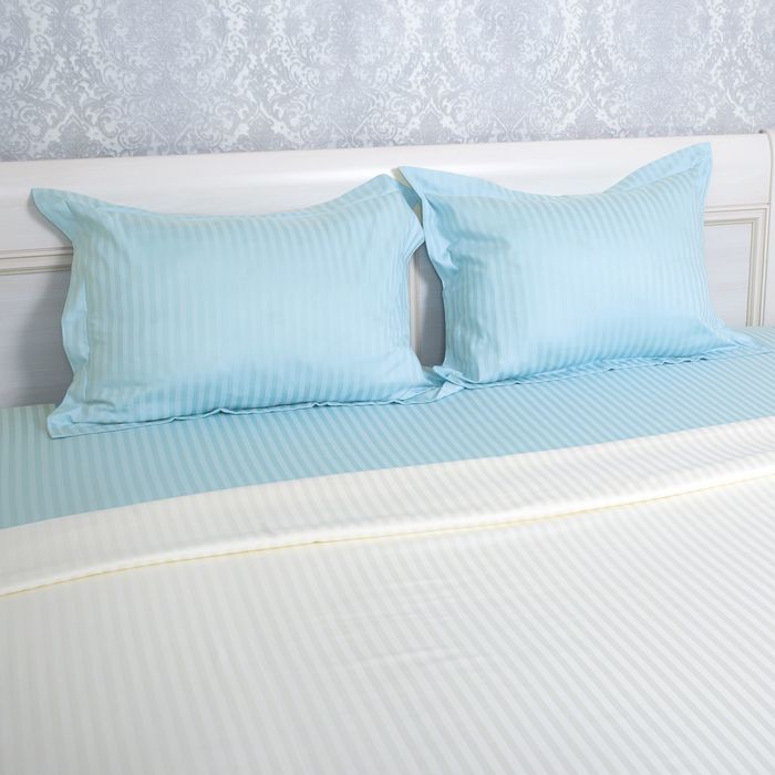 Комплект наволочек "Этель basic" небесный,50*70+5 см-2 шт,страйп-сатин,135 г/м2