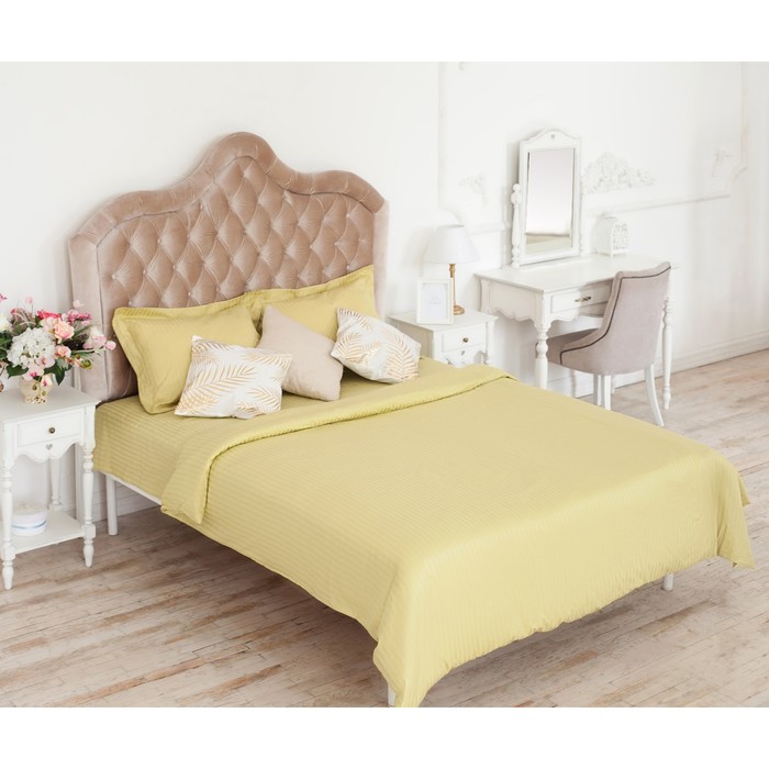 Постельное бельё 2 сп., "Этель basic", оливковый 180*210 см, 200*220 см, 50*70+5 см - 2 шт., страйп-сатин, 135 г/м2