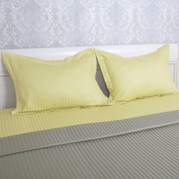 Комплект наволочек "Этель basic" оливковый,50*70+5 см-2 шт,страйп-сатин,135 г/м2