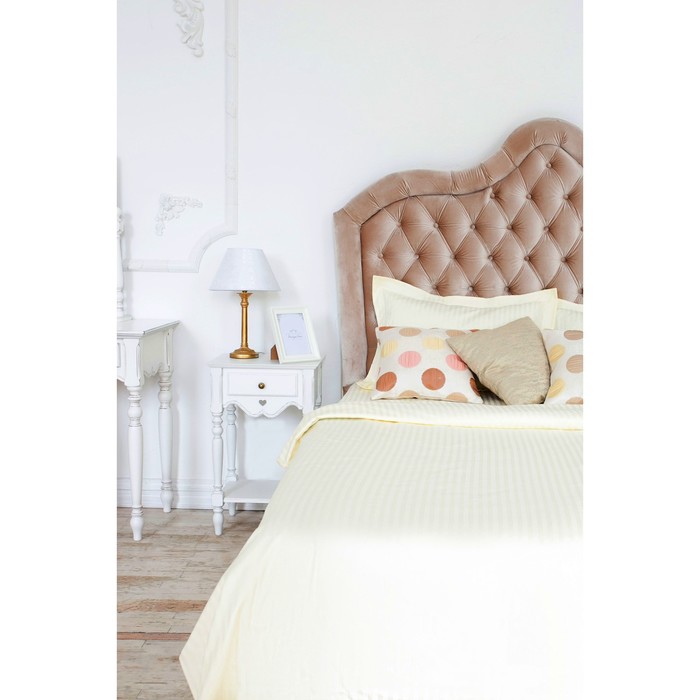 Постельное бельё 1,5 сп., "Этель basic", молочный 150*210 см, 150*210 см, 50*70+5 см - 2 шт., страйп-сатин, 135 г/м2