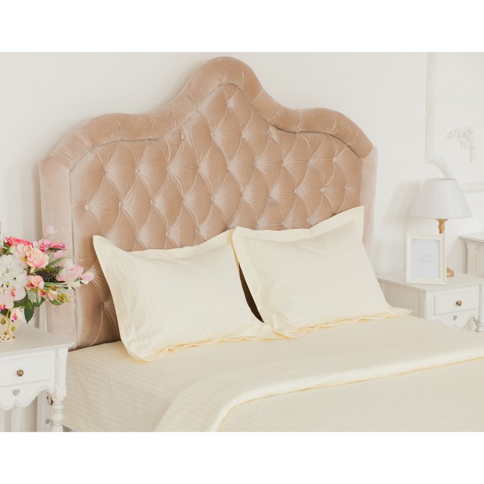 Постельное бельё 2 сп., "Этель basic", молочный 180*210 см, 200*220 см, 50*70+5 см - 2 шт., страйп-сатин, 135 г/м2