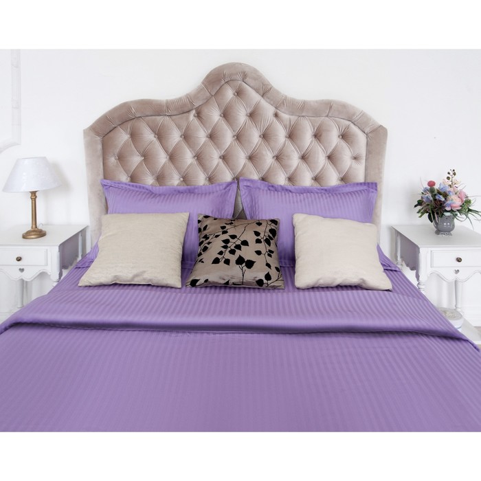 Постельное бельё 1,5 сп., "Этель basic", лиловый 150*210 см, 150*210 см, 50*70+5 см - 2 шт., страйп-сатин, 135 г/м2