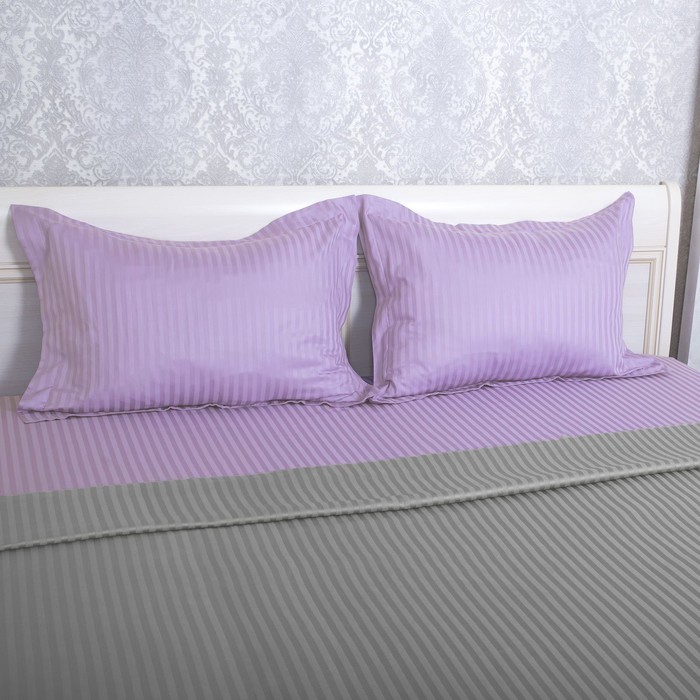 Комплект наволочек "Этель basic" лиловый,50*70+5 см-2 шт,страйп-сатин,135 г/м2