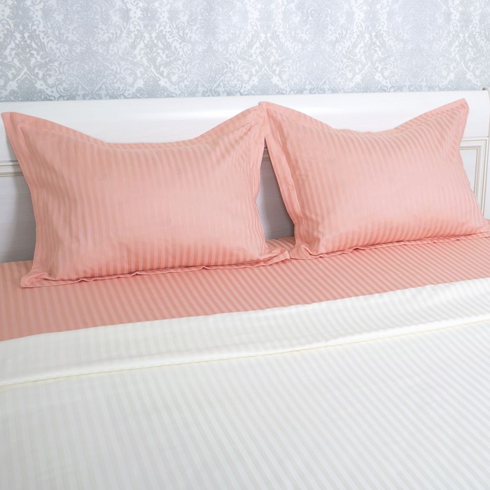 Комплект наволочек "Этель basic" персиковый,50*70+5 см-2 шт,страйп-сатин,135 г/м2