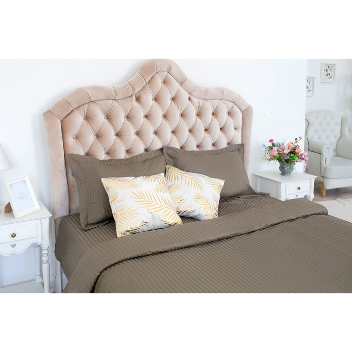 Постельное бельё 1,5 сп., "Этель basic", стоун 150*210 см, 150*210 см, 50*70+5 см - 2 шт., страйп-сатин, 135 г/м2