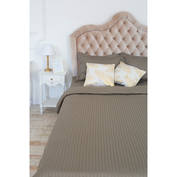 Постельное бельё 1,5 сп., "Этель basic", стоун 150*210 см, 150*210 см, 50*70+5 см - 2 шт., страйп-сатин, 135 г/м2