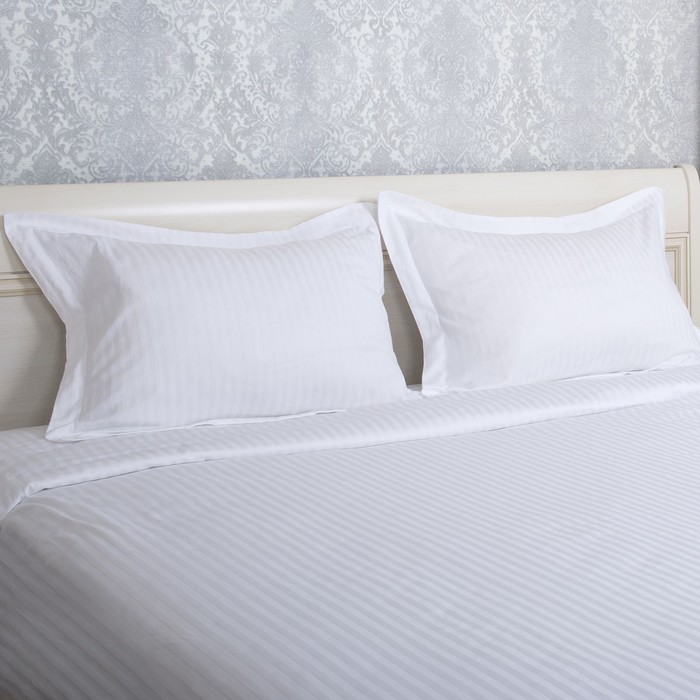 Комплект наволочек "Этель basic" снежный,50*70+5 см-2 шт,страйп-сатин,135 г/м2