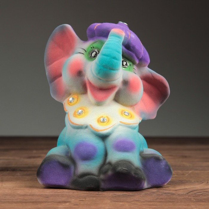 Копилка "Слоник" большая, флок, микс