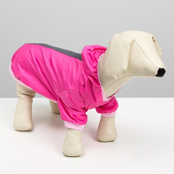 Куртка-ветровка для животных, светоотражающая, XS(ДС 18-20, ОШ 24, ОГ 27-30 см), розовая 1637