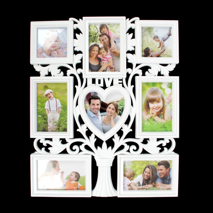 Фоторамка "Дерево счастья" на 8 фото 10х15 см, 12х12 см, 10х10 см, белая