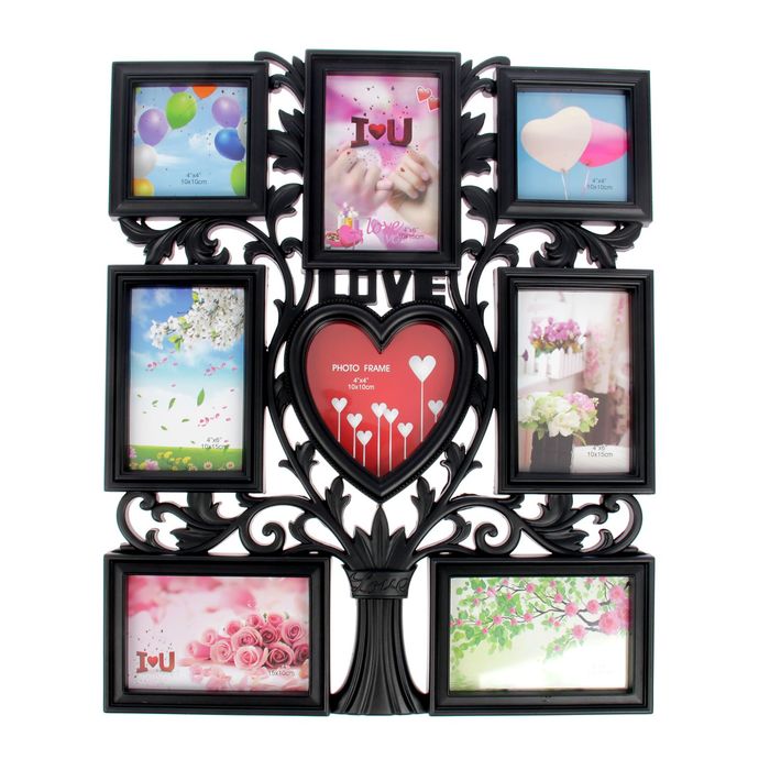 Фоторамка "Дерево счастья" на 8 фото 10х15 см, 12х12 см, 10х10 см, чёрная