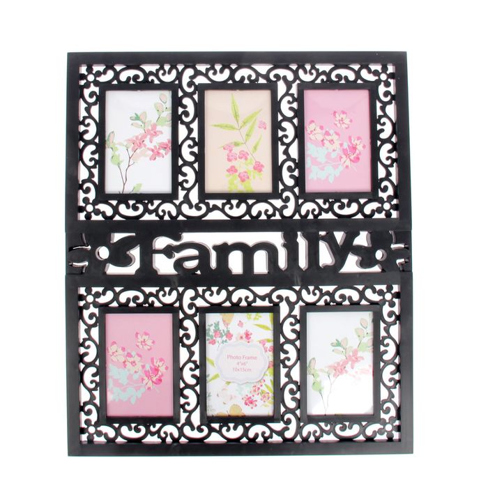 Фоторамка "Семья, узор" на 6 фото 10х15 см, чёрная