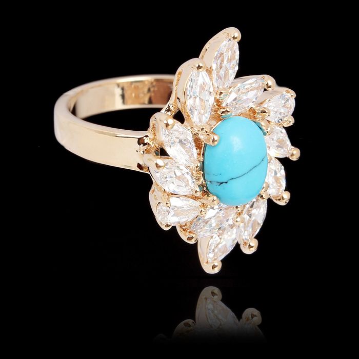 Кольцо "Бирюза в стразах", размер 19