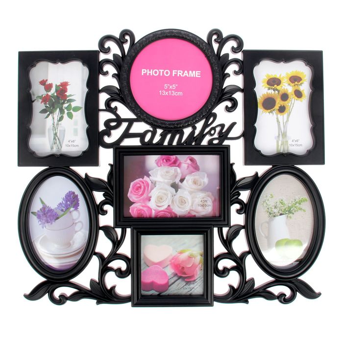 Фоторамка "Моя семья" на 7 фото 10х15 см, 10х10 см, 13х13 см, чёрная