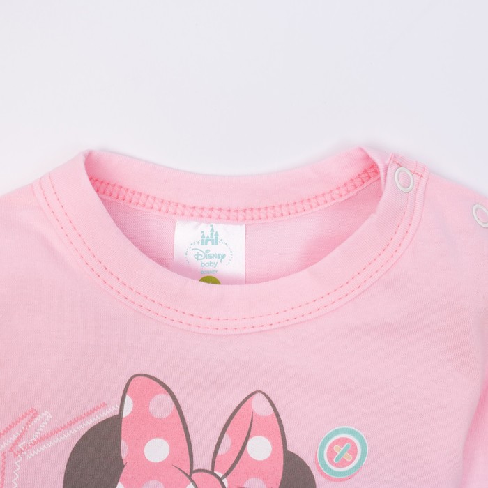 Футболка с длинным рукавом для девочек "Лапочка-дочка", Минни Маус, рост 74-80 (52) см, 9-12 мес, 100% хлопок