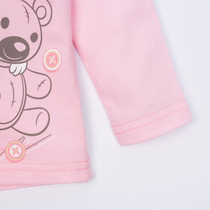 Футболка с длинным рукавом для девочек "Лапочка-дочка", Минни Маус, рост 74-80 (52) см, 9-12 мес, 100% хлопок