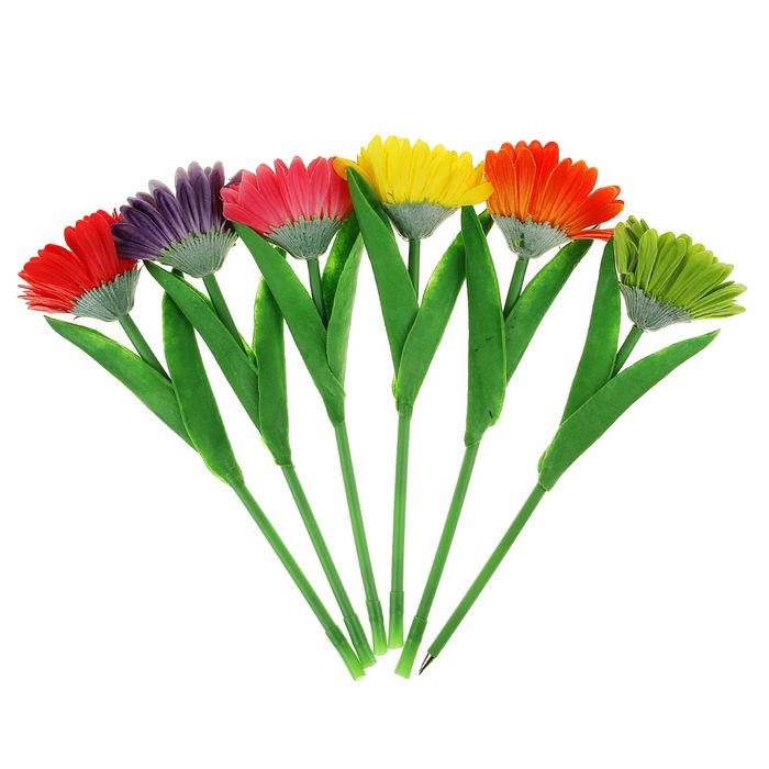 Ручка шариковая-прикол Герберы МИКС