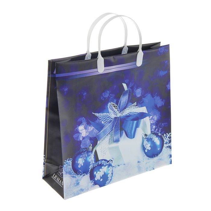 Пакет "Синие шарики, подарки", мягкий пластик, 30 х 30 см, 140 мкм