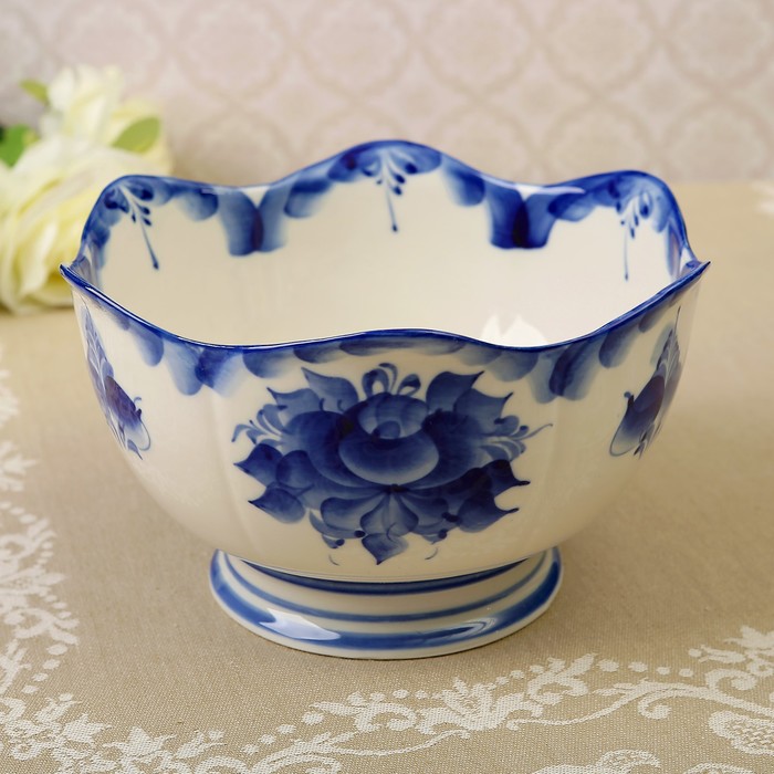 Салатник «Лютик», гжель, кобальт
