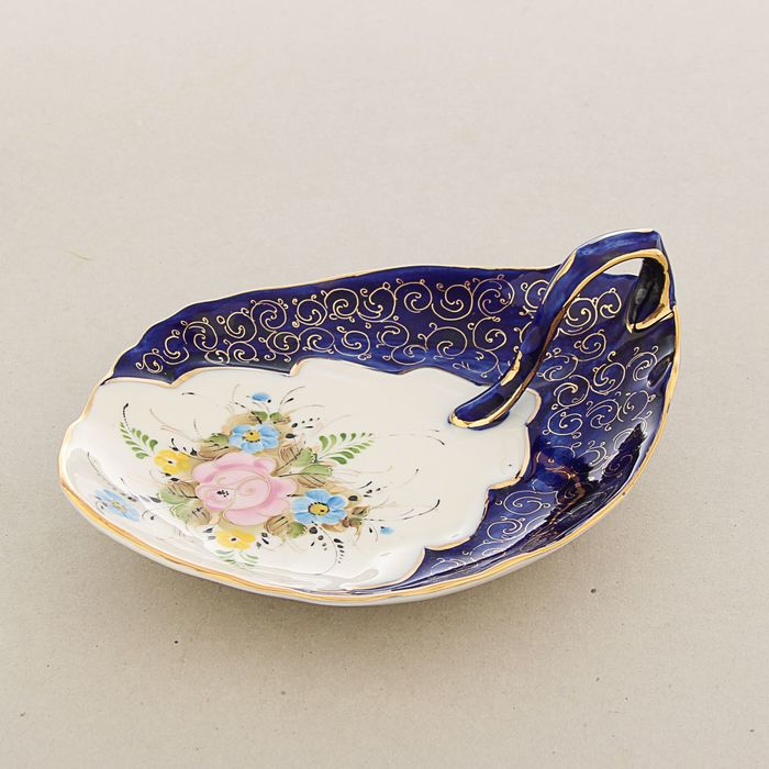 Салатник «Лепесток», гжель, цветной