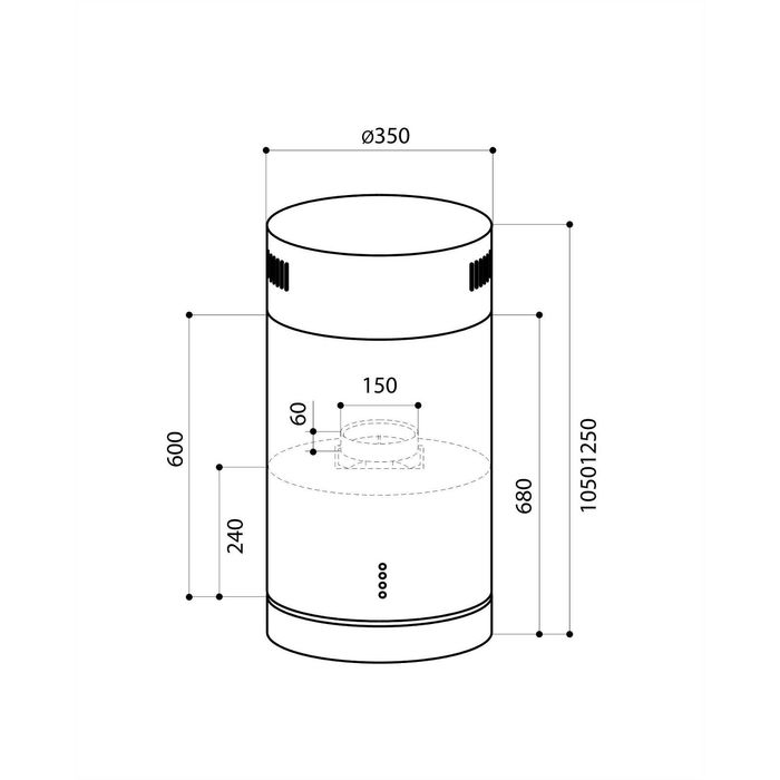 Вытяжка Lex Tubo 350, серебристый