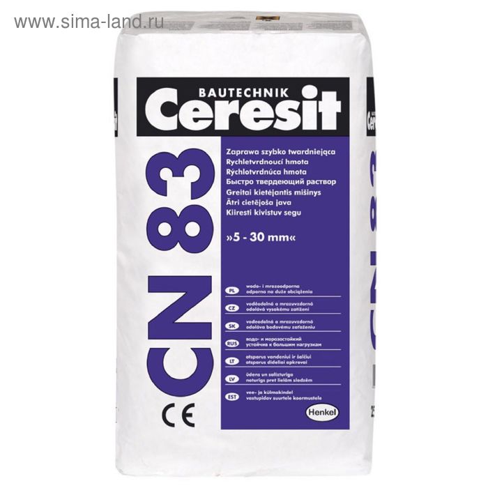 Смесь для быстрого ремонта бетона Ceresit CN 83 (толщина слоя 5-35 мм), 25 кг