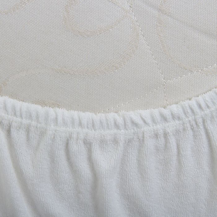 Простыня махровая на резинке молочная, размер 120х200/20 см