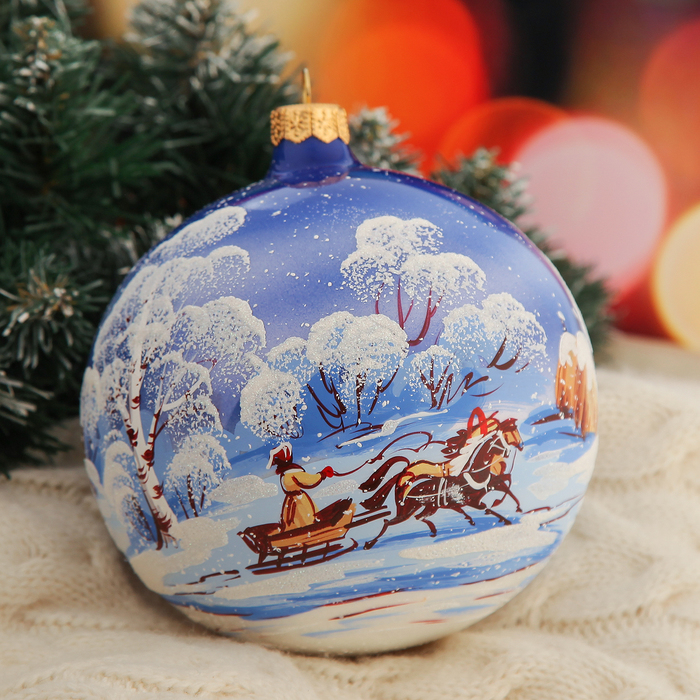 Новогодний шар ручной работы "Тройка"