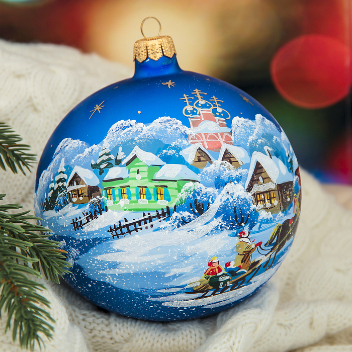 Новогодний шар ручной работы "Повозка"