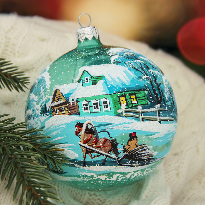 Новогодний шар ручной работы "Зимний день"