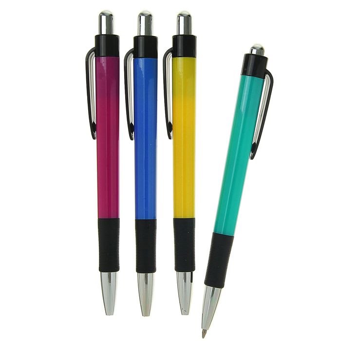 Ручка шариковая авт 0,8мм Скорость корпус МИКС с резиновым держателем стержень синий