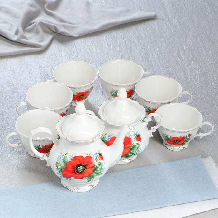 Сервиз чайный "Камелия" незабудка, 8 предметов