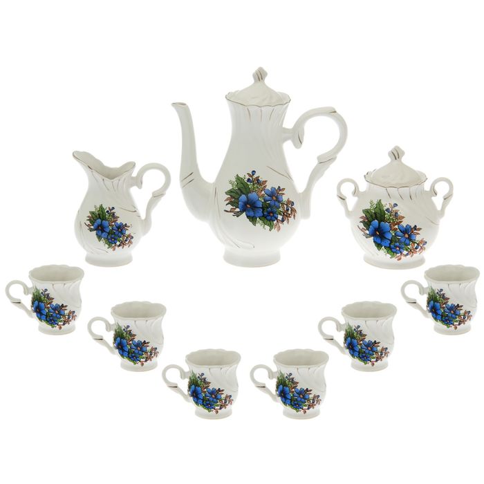 Чайно-кофейный сервиз "Орфей" незабудка, 9 предметов