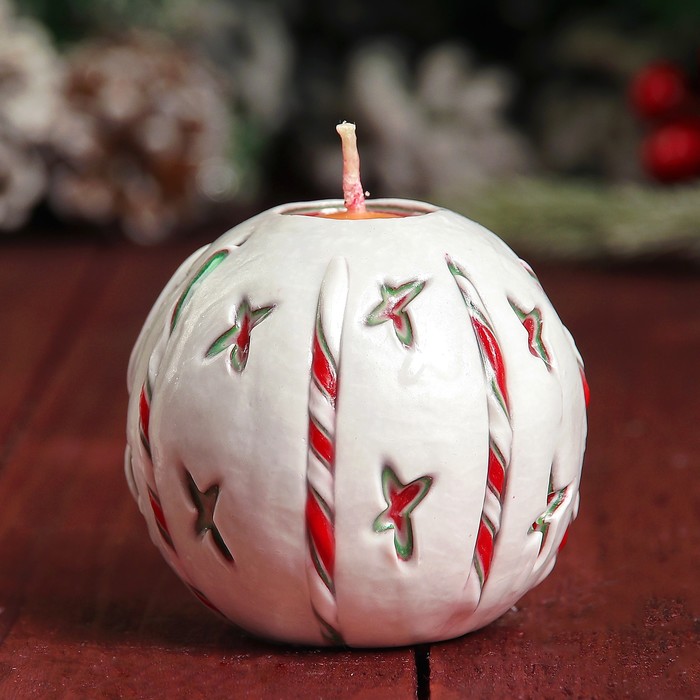 Свеча резная шар "Рождественская история" шар 6см