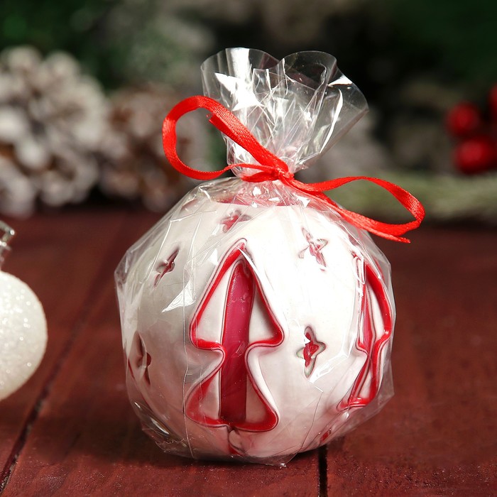 Свеча резная шар "Рождественская история" шар 6см