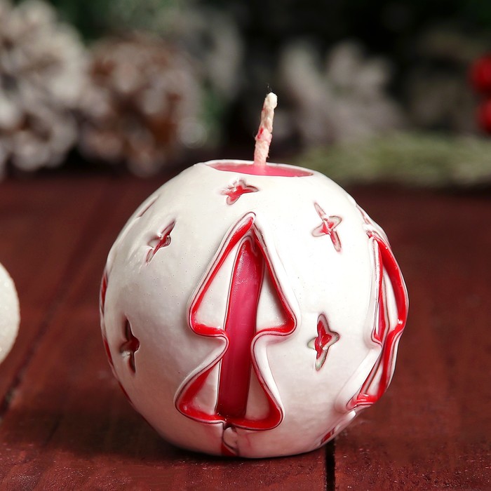 Свеча резная шар "Рождественская история" шар 6см