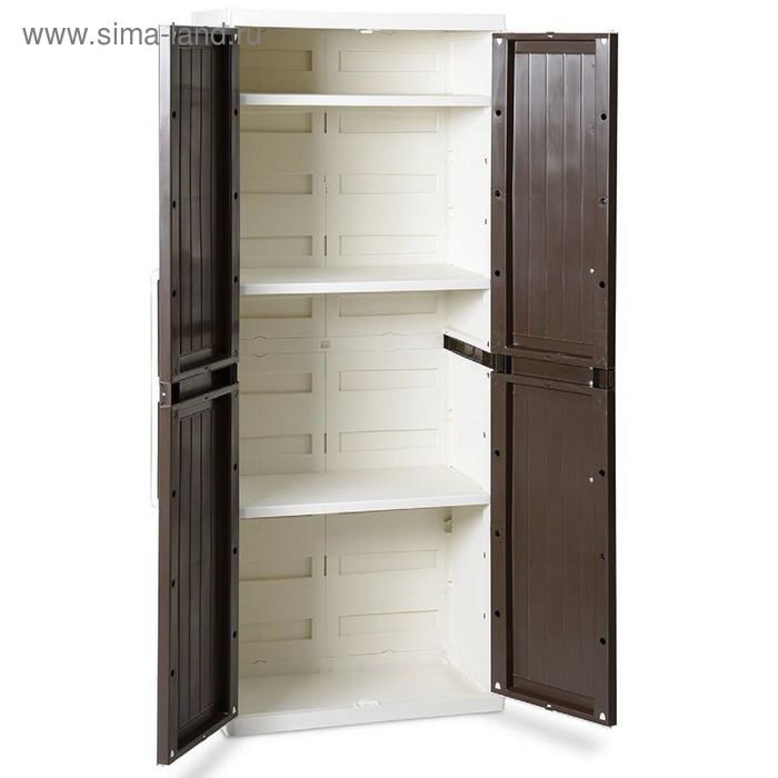 

Шкаф 2-х дверный, 650 х 370 х 850 мм, пластик, цвет коричневый / белый