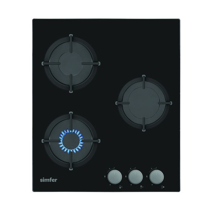 Варочная поверхность Simfer H45N30B412, газовая, 3 конфорки, черный