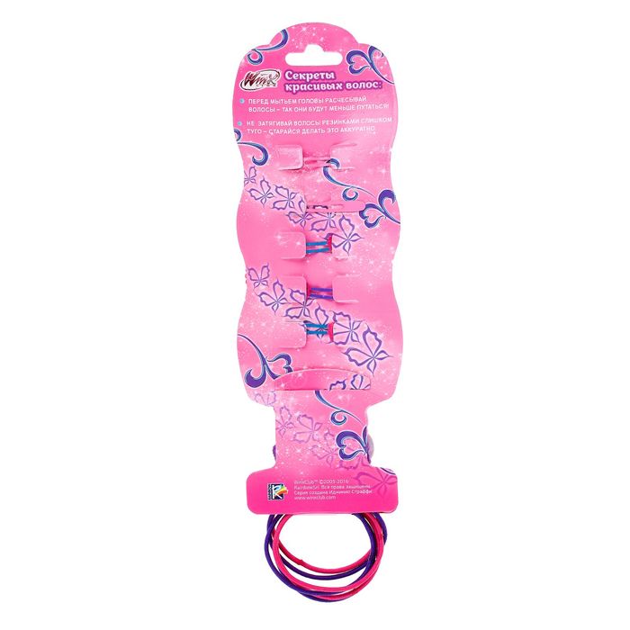 Набор для волос "Ты супер", феи ВИНКС: Флора, 5 зажимов, 8 резинок, 20 х 6,5 см