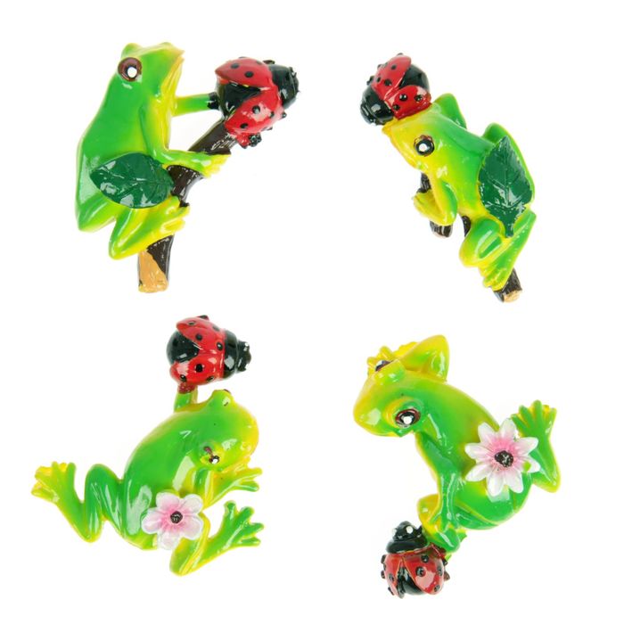Магнит "Лягушонок с божьей коровкой", МИКС