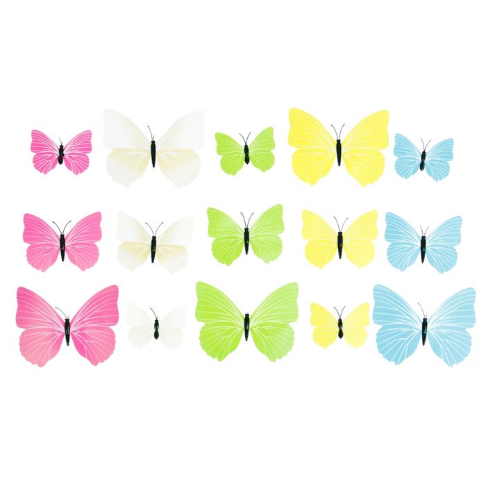 Магнит "Бабочка однотонная", набор 12 шт., МИКС