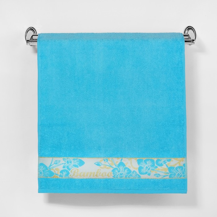 Полотенце махровое "Этель" Bamboo Blossom, бирюзовый 50*90 см бамбук, 460 г/м2