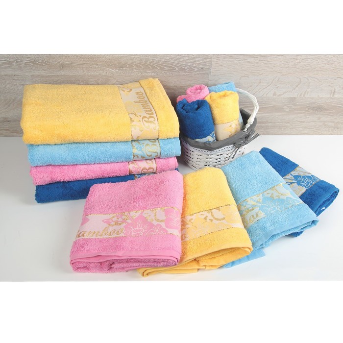 Полотенце махровое "Этель" Bamboo Blossom, бирюзовый 70*140 см бамбук, 450 г/м2