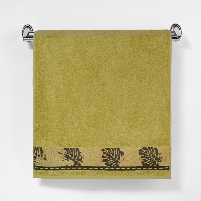 Полотенце махровое "Этель" Flabello, зелёный 70*140 см бамбук, 450 г/м2