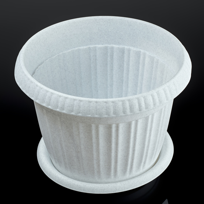 Горшок для цветов d=33 см "Таити" с подставкой, цвет мраморный